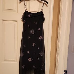 Elegant Black Floral High-Low Dress